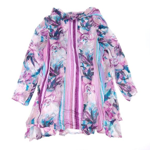 NEW Soft Surroundings Rites Of Spring Topper Boho Floral Chiffon Kimono Large - Picture 5 of 6